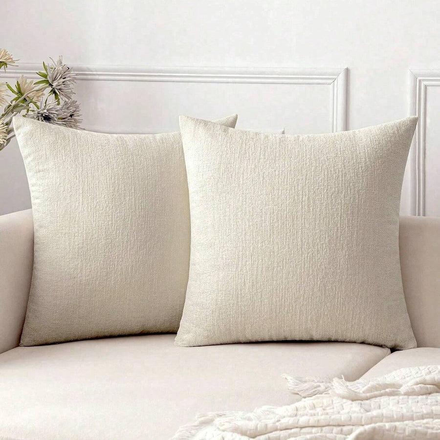 1pc/2pcs Cream White (Pillow Insert Not Included) 3D Textured Throw Pillow Cover, Modern Farmhouse Cozy Chenille Vintage Pattern Cushion Case, Suitable For Daily Bedroom, Dining Room, Bed, Sofa, Car, Decorative Pillow Cover, All Seasons