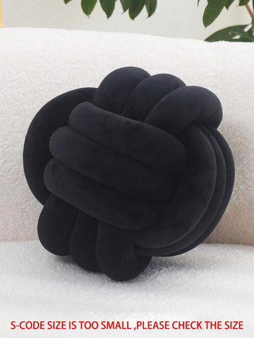 1pc Solid Color Versatile Handmade Twisted Ball, Decorative Pillow, Sofa/Coffee Table Decor, Bedroom Bedside Decorative Pillow, 3 Size Options, Black