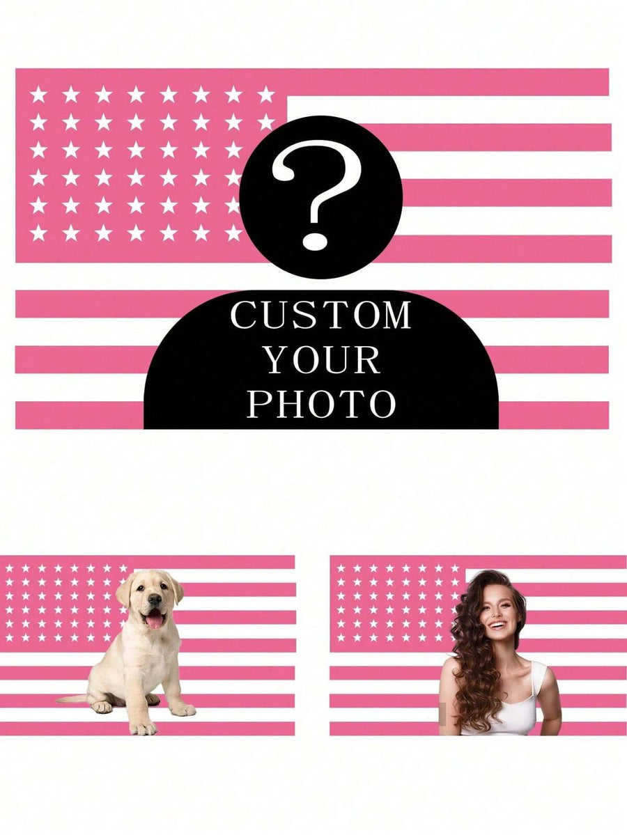 Custom Photo American Flag Tapestry, Personalized Pink US Flag Wall Hanging, Polyester Banner, 4th Of July, Independence Day, Home Bedroom Dorm Aesthetic, Gift For Birthday, Wedding, Graduation, Christmas, Mother's Day, Father's Day, Thoughtful Gift